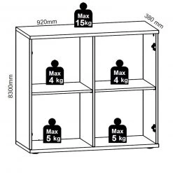 Kommode - Bartex Eiche-grau - 2 Türen - 92 cm -Wohnzimmer Verkäufe 0153002500 04 1600Wx1600H