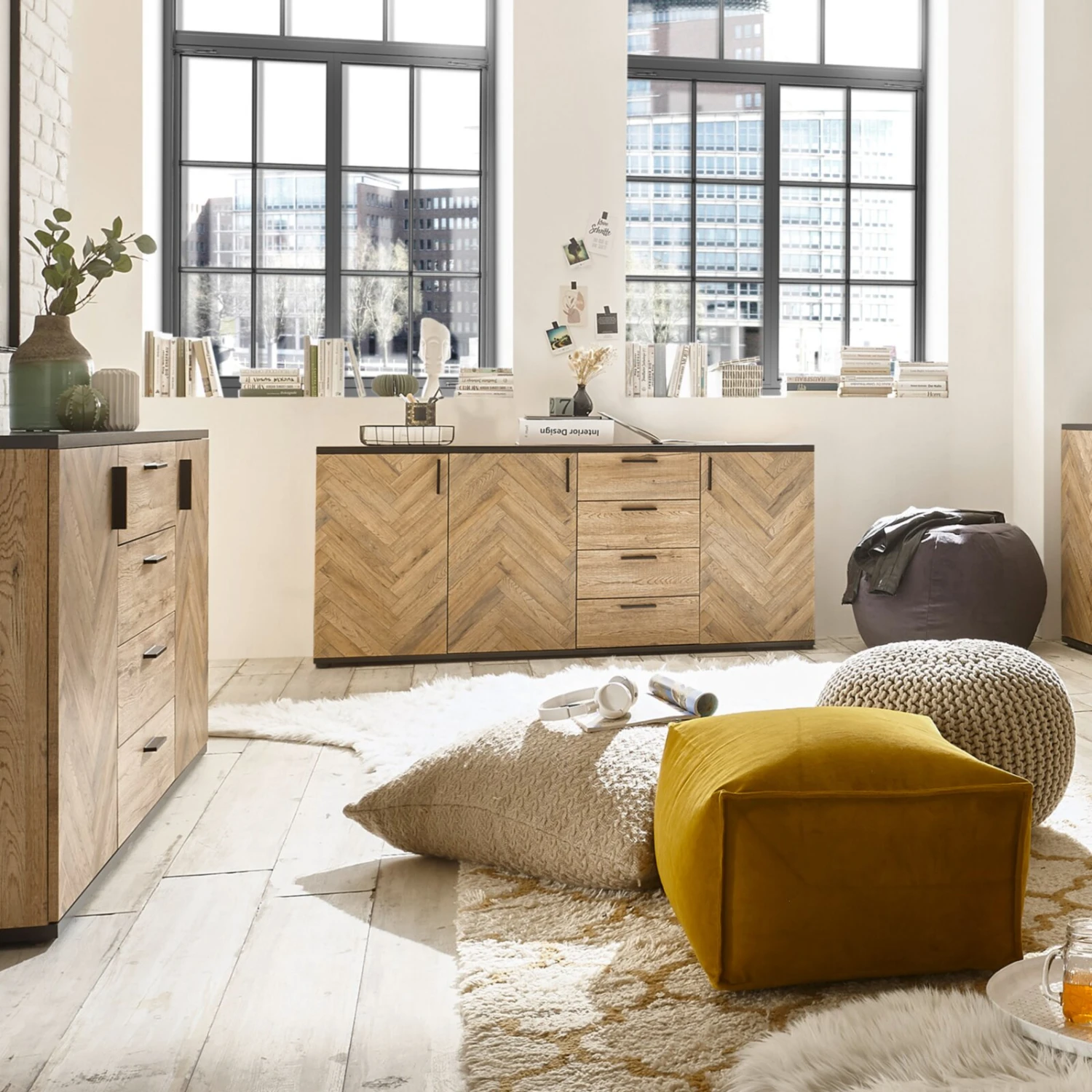 Sideboard - Bartex Eiche-grau - 4 Schubkästen - 154 cm breit 3 Sideboard - Bartex Eiche-grau - 4 Schubkästen - 154 cm breit – Bild 3