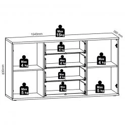 Sideboard - Bartex Eiche-grau - 4 Schubkästen - 154 cm breit 8 Sideboard - Bartex Eiche-grau - 4 Schubkästen - 154 cm breit -Wohnzimmer Verkäufe 0153002600 04 1600Wx1600H