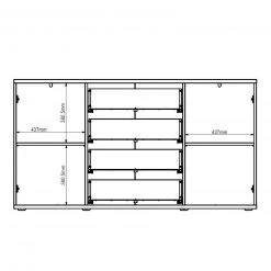 Sideboard - Bartex Eiche-grau - 4 Schubkästen - 154 cm breit 9 Sideboard - Bartex Eiche-grau - 4 Schubkästen - 154 cm breit -Wohnzimmer Verkäufe 0153002600 05 1600Wx1600H