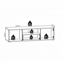 Lowboard - Bartex Eiche-grau - Schubkasten - 154 cm -Wohnzimmer Verkäufe 0153002700 04 1600Wx1600H