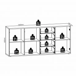 Sideboard - Bartex Eiche-grau - 4 Schubkästen - 185 cm -Wohnzimmer Verkäufe 0153002800 03 1600Wx1600H
