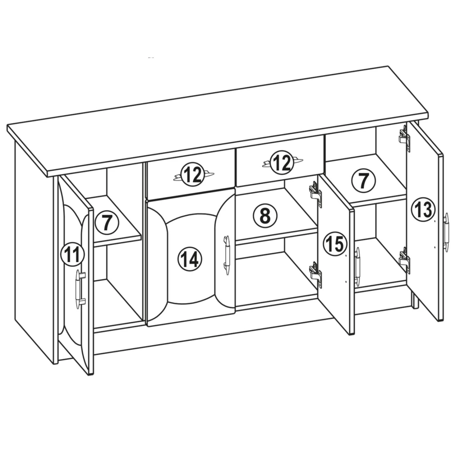 Sideboard - Buche - 135 cm breit 2 Sideboard - Buche - 135 cm breit – Bild 2