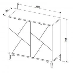 Kommode - weiß Hochglanz-schwarz - 2 Türen - 92 cm breit -Wohnzimmer Verkäufe 0153008300 04 1600Wx1600H