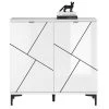 Kommode - weiß Hochglanz-schwarz - 2 Türen - 92 cm breit