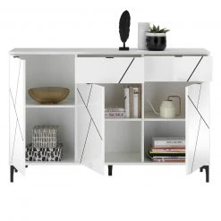 Sideboard - weiß Hochglanz-schwarz - 3 Türen - 138 cm breit -Wohnzimmer Verkäufe 0153008500 03 1600Wx1600H