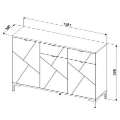 Sideboard - weiß Hochglanz-schwarz - 3 Türen - 138 cm breit -Wohnzimmer Verkäufe 0153008500 04 1600Wx1600H