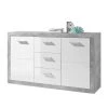 Sideboard - Beton-Optik - weiß - 147 cm breit
