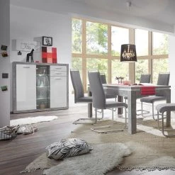 Highboard - Beton-Optik - weiß - mit Beleuchtung -Wohnzimmer Verkäufe 0153010300 03 1600Wx1600H