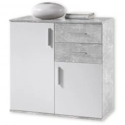 Kommode - weiß-Beton-Optik - 80 cm breit