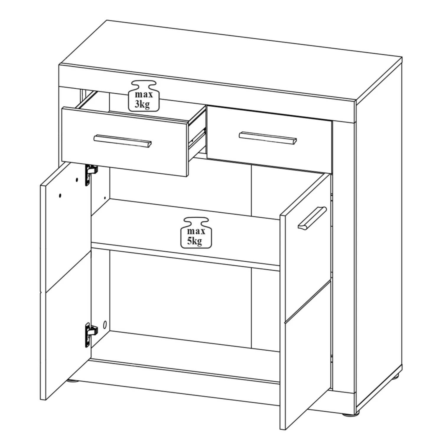 Kommode - Beton - weiß Hochglanz - 82 cm breit 2 Kommode - Beton - weiß Hochglanz - 82 cm breit – Bild 2