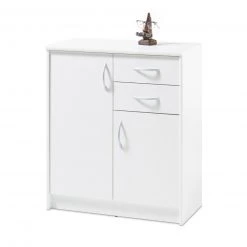 Kommode - weiß - 2 Schubkästen - 74 cm