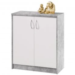 Kommode - Betonoptik-weiß - 2 Türen - 74 cm