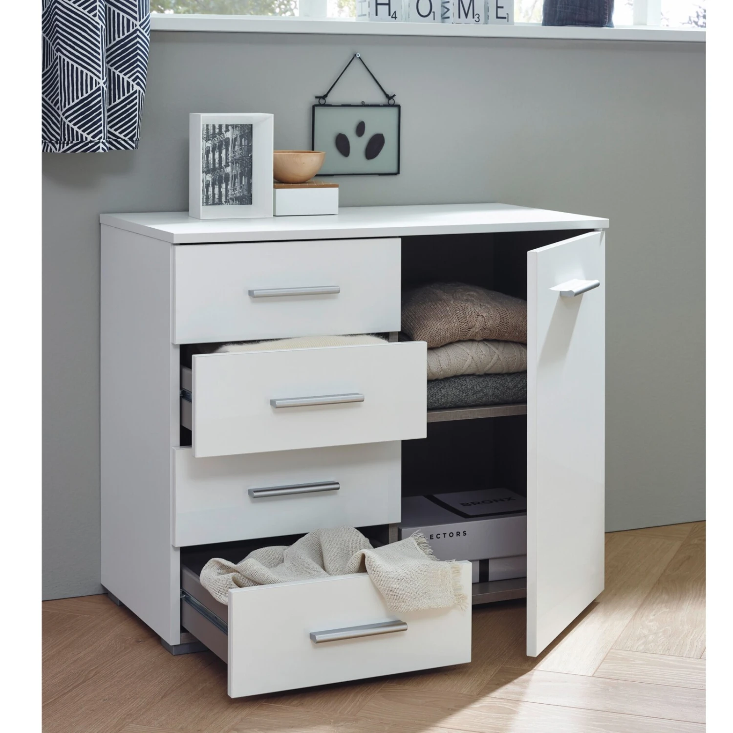 Kommode - alpinweiß - 4 Schubkästen - 80 cm 2 Kommode - alpinweiß - 4 Schubkästen - 80 cm – Bild 2