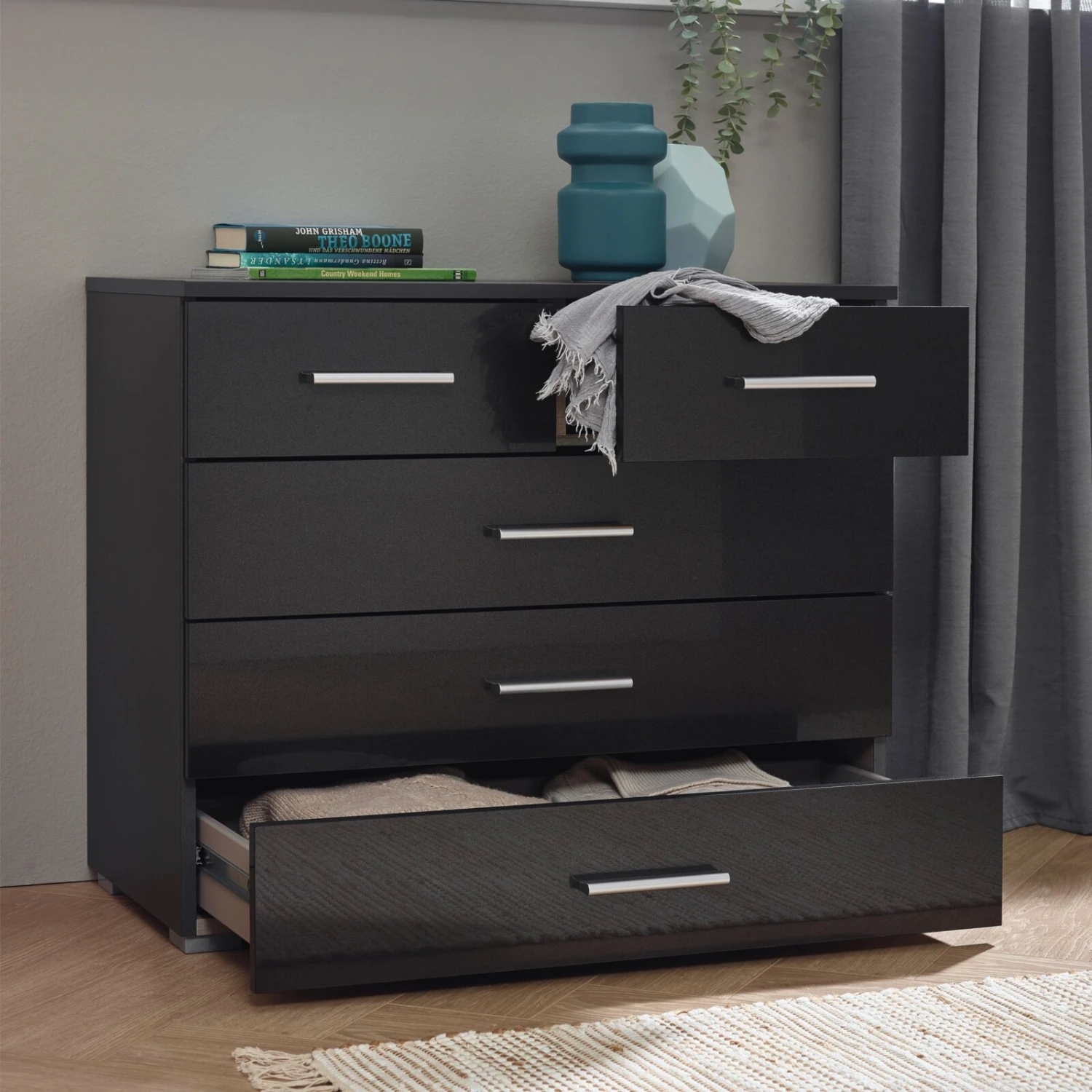 Kommode - effektgrau - 5 Schubkästen - 80 cm 2 Kommode - effektgrau - 5 Schubkästen - 80 cm – Bild 2