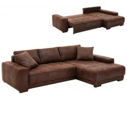 Ecksofa - dunkelbraun - mit Liegefunktion