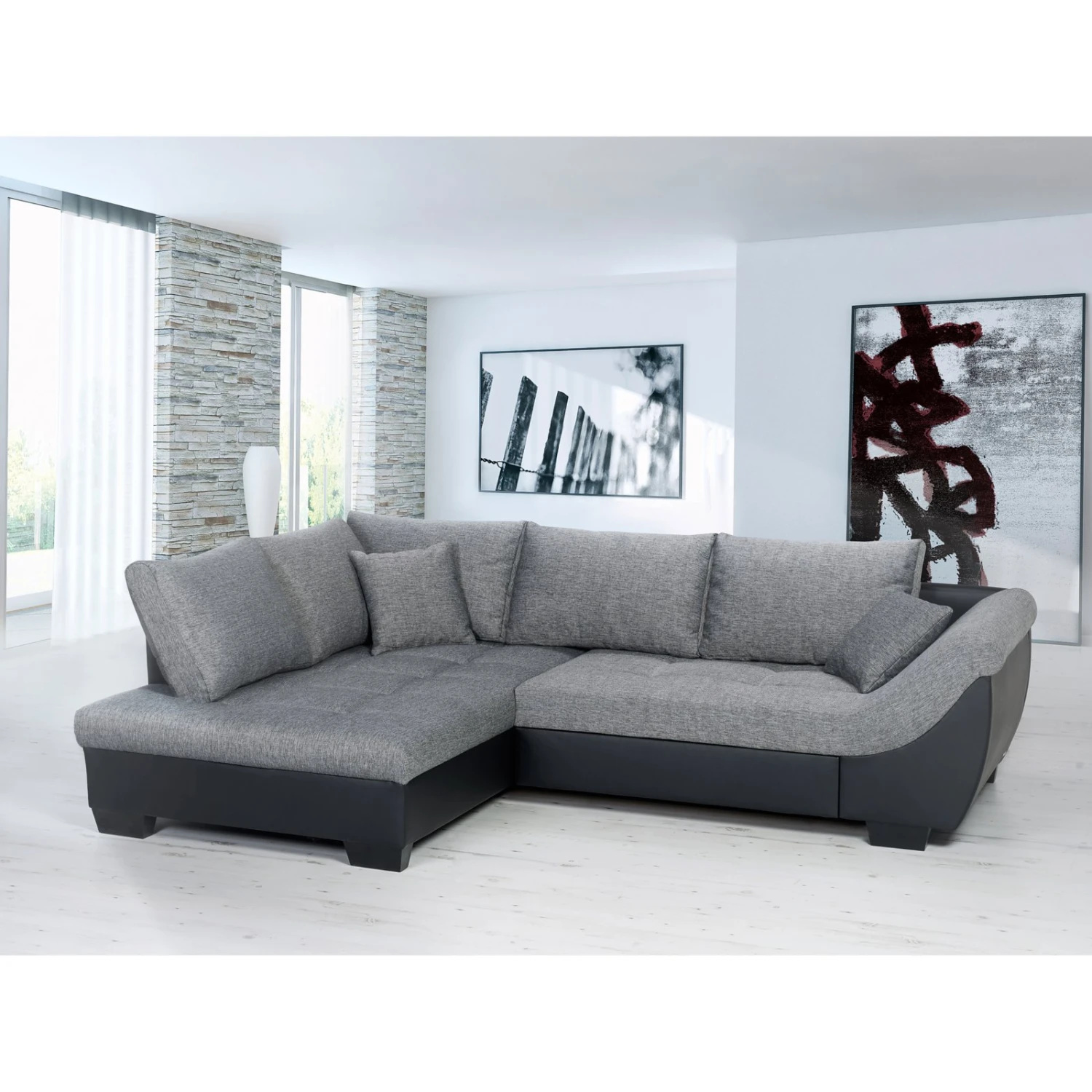 Ella@HOME Ecksofa - schwarz-anthrazit - Liegefunktion - Armlehne rechts 3 Ella@HOME Ecksofa - schwarz-anthrazit - Liegefunktion - Armlehne rechts – Bild 3