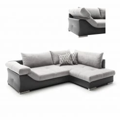 Ecksofa - silber-anthrazit - beidseitig montierbar - 286 cm breit