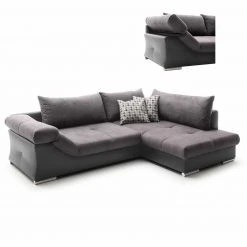 Ecksofa - hellgrau-anthrazit - beidseitig montierbar - 286 cm breit