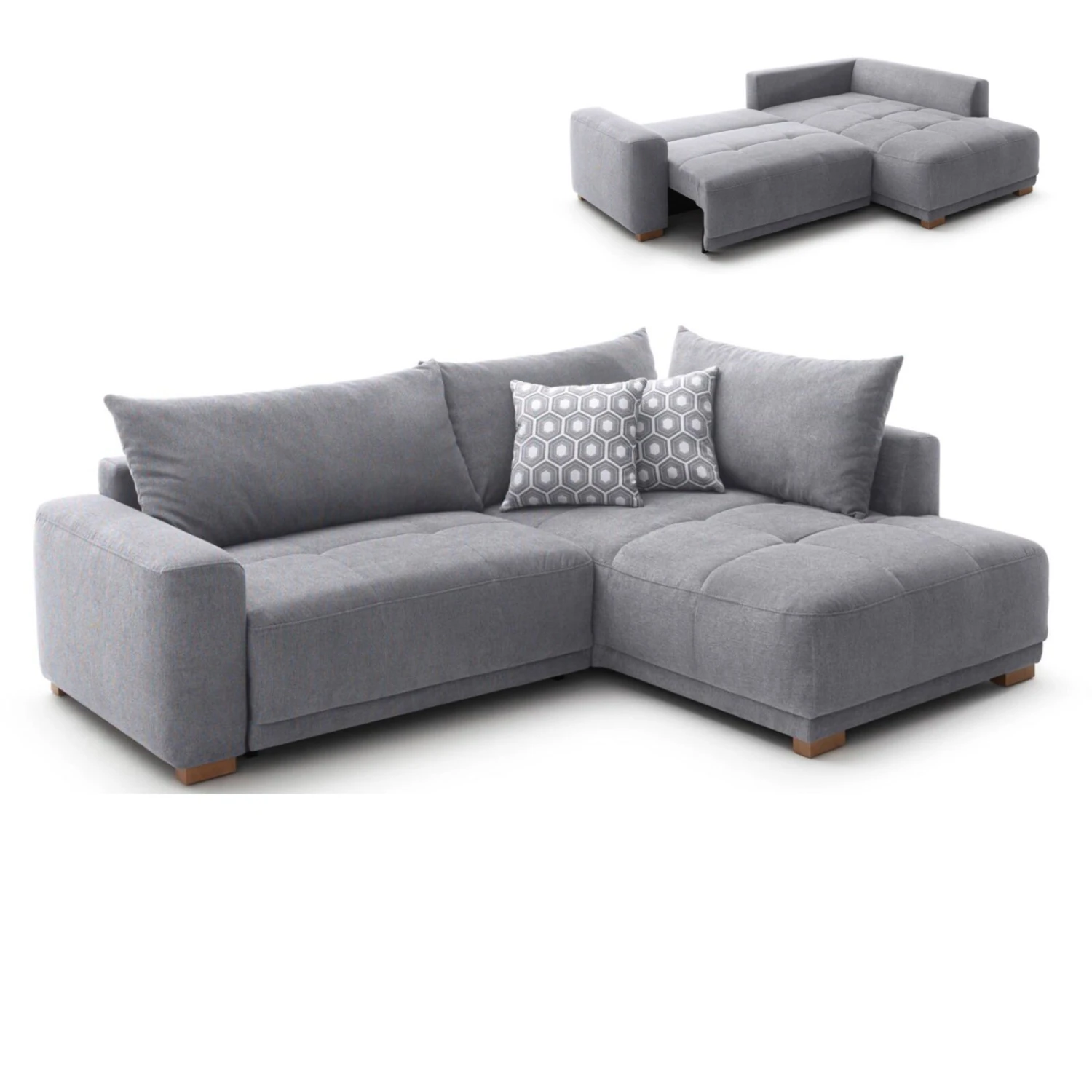 Ecksofa - melange - inklusive Liegefunktion und Bettkasten 1 Ecksofa - melange - inklusive Liegefunktion und Bettkasten