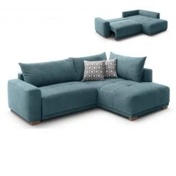 Ecksofa - petrol - inklusive Liegefunktion und Bettkasten