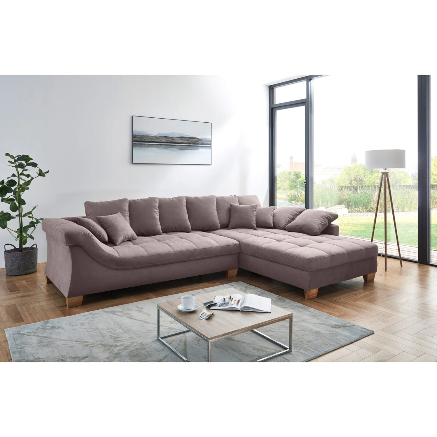 Ecksofa - taupe - Microfaser - beidseitig montierbar 7 Ecksofa - taupe - Microfaser - beidseitig montierbar – Bild 7