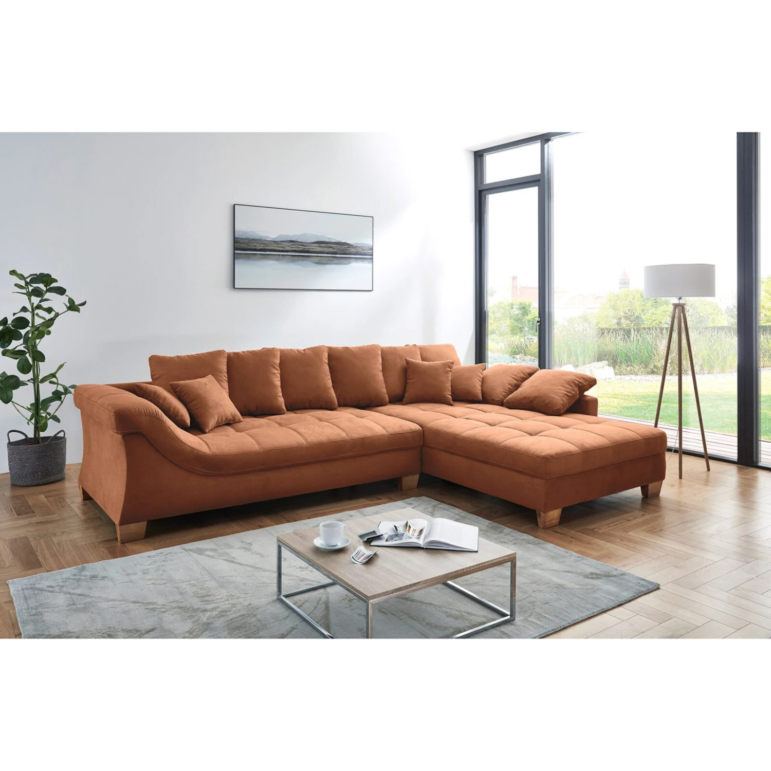 Ecksofa - cognac - Microfaser - beidseitig montierbar 8 Ecksofa - cognac - Microfaser - beidseitig montierbar – Bild 8