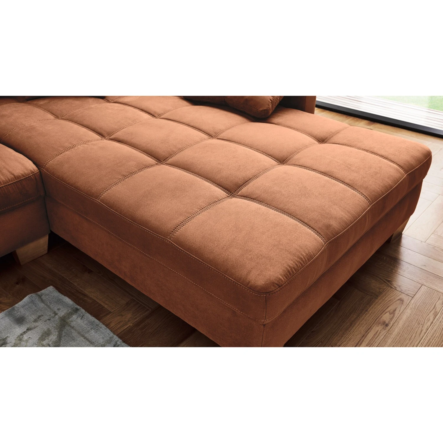 Ecksofa - cognac - Microfaser - beidseitig montierbar 9 Ecksofa - cognac - Microfaser - beidseitig montierbar – Bild 9