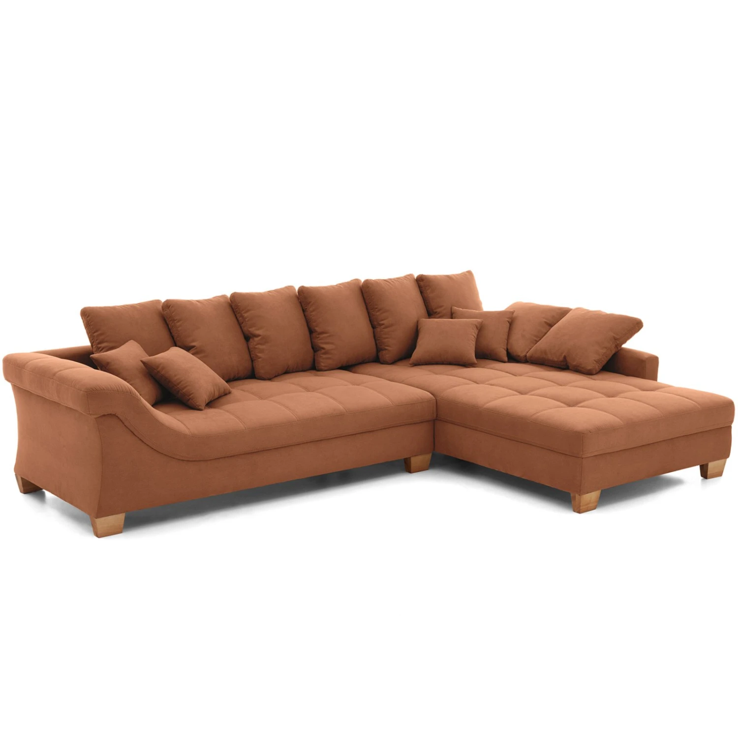 Ecksofa - cognac - Microfaser - beidseitig montierbar 1 Ecksofa - cognac - Microfaser - beidseitig montierbar