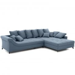 Ecksofa - blau - Webstoff - beidseitig montierbar