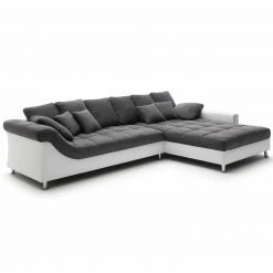 Ecksofa - anthrazit-weiß - beidseitig montierbar