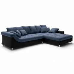 Ecksofa - blau-schwarz - beidseitig montierbar