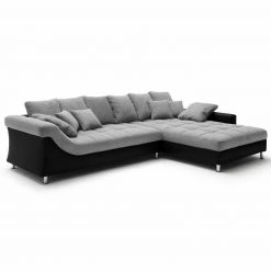 Ecksofa - grau-schwarz - beidseitig montierbar