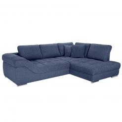 Ecksofa - blau - Webstoff - mit Armlehnenverstellung