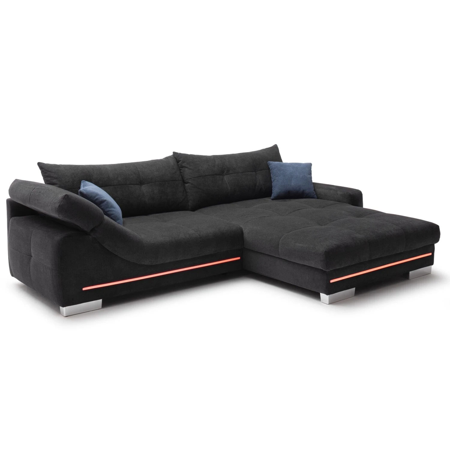 Ecksofa - schwarz - Microfaser - LED-Beleuchtung 2 Ecksofa - schwarz - Microfaser - LED-Beleuchtung – Bild 2