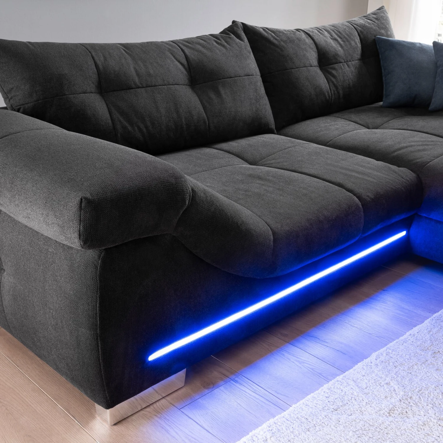 Ecksofa - schwarz - Microfaser - LED-Beleuchtung 13 Ecksofa - schwarz - Microfaser - LED-Beleuchtung – Bild 13