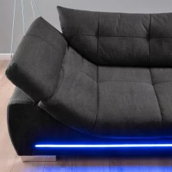 Ecksofa - schwarz - Microfaser - LED-Beleuchtung 30 Ecksofa - schwarz - Microfaser - LED-Beleuchtung -Wohnzimmer Verkäufe 0255029800 15 1600Wx1600H