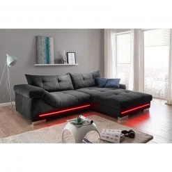 Ecksofa - schwarz - Microfaser - LED-Beleuchtung 33 Ecksofa - schwarz - Microfaser - LED-Beleuchtung -Wohnzimmer Verkäufe 0255029800 18 1600Wx1600H