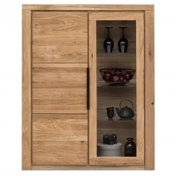 Highboardvitrine - Eiche - teilmassiv - 108 cm breit