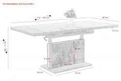 Couchtisch - Alteiche - höhenverstellbar - ausziehbar -Wohnzimmer Verkäufe 0405001900 04 1600Wx1600H