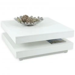 Couchtisch - weiß matt - drehbare Tischplatte