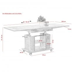 Couchtisch - Old Wood - ausziehbar - höhenverstellbar -Wohnzimmer Verkäufe 0405034201 04 1600Wx1600H