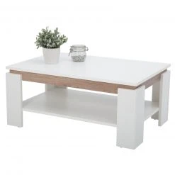 Couchtisch - weiß - Wildeiche - 90 cm