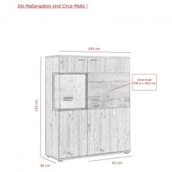 Highboard - Artisan Eiche-Burned Wood - Glas links - 100 cm breit -Wohnzimmer Verkäufe 0405037300 05 1600Wx1600H