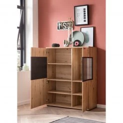 Highboard - Artisan Eiche-Burned Wood - Glas rechts - 100 cm breit -Wohnzimmer Verkäufe 0405037400 04 1600Wx1600H