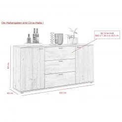 Sideboard - Artisan Eiche-Burned Wood - 165 cm breit -Wohnzimmer Verkäufe 0405037500 05 1600Wx1600H