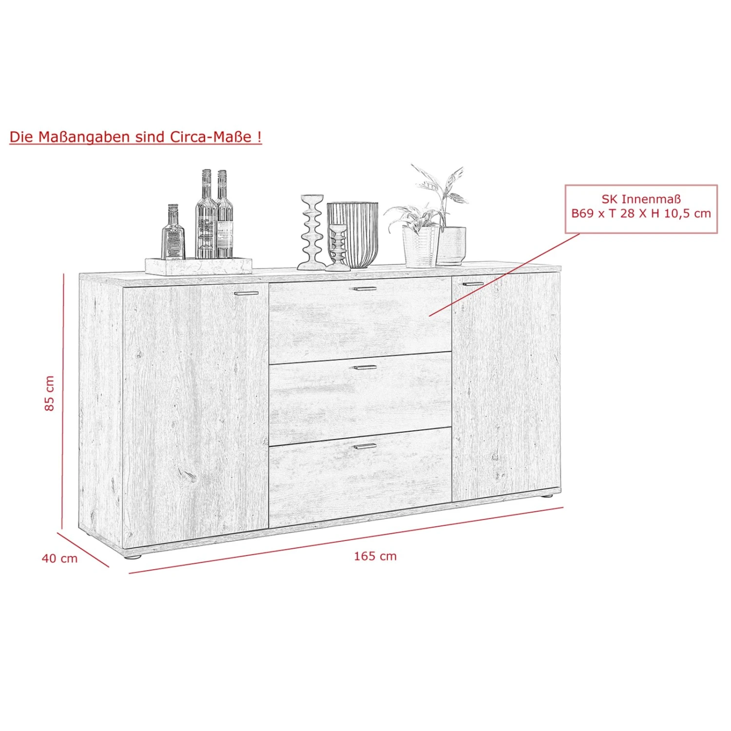 Sideboard - Oldwood-Burned Wood - 165 cm breit 5 Sideboard - Oldwood-Burned Wood - 165 cm breit – Bild 5