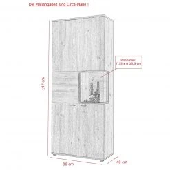 Vitrine - Oldwood-Burned Wood - 2 Türen - 197 cm hoch -Wohnzimmer Verkäufe 0405037701 05 1600Wx1600H