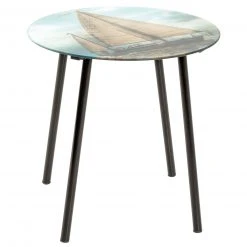 Beistelltisch - schwarz-blau - Segelschiff