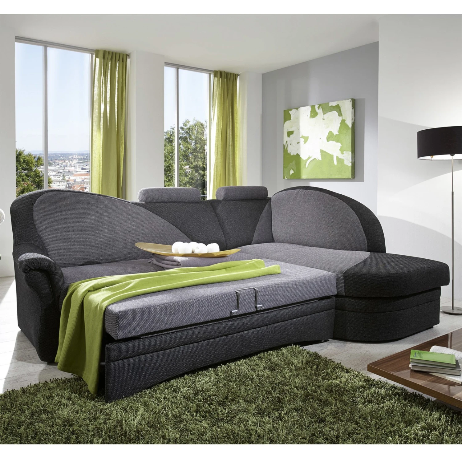 Ecksofa - alu-anthrazit - Liegefunktion - Ottomane rechts 3 Ecksofa - alu-anthrazit - Liegefunktion - Ottomane rechts – Bild 3